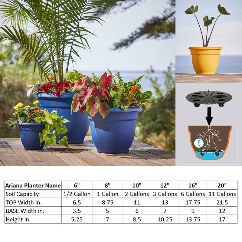 Fiskars 20-56106 6 Inch Ariana with Self-Watering Grid, Color Clay,