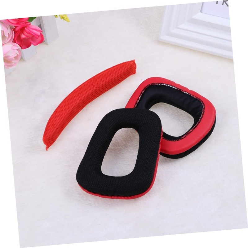 KONTONTY G930 G430 Headphone Replacement Pads Black Mesh Red Headband