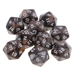 Yourandoll Pack of 10 Polyhedral Dice D20 Dice Dice Game Dice for DND RPG Table Games (Coffee Grey)