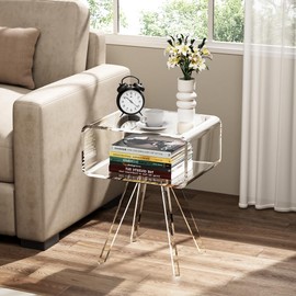 solaround Acrylic Side Table, Acrylic Nightstand Bedside Table for Bedroom (Clear, 16.1'' x 11.8'' x 19.7'')