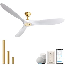 60" Ceiling Fan No Light, Outdoor Ceiling Fan with Remote & APP Control, 3 ABS Blades 5500 CFM Smart Wifi Ceiling Fan with Quiet Reversible DC Motor for Living Room, Bedroom, Patio, Porch