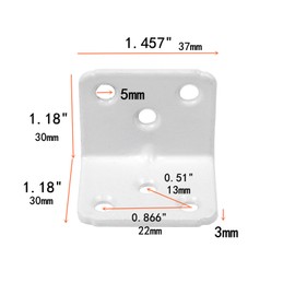 Tsnamay 90 Degree L Shaped White Right Angle Bracket Corner Brace Support with Screws,37x30x30x3mm(L*W*H*T),Pack of 10