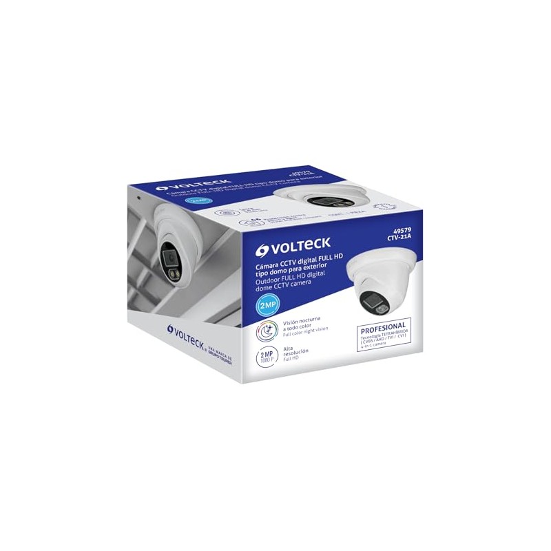 Volteck CTV-21A, Cámara Tipo Domo 2MP Lente 3.6mm Protección contra