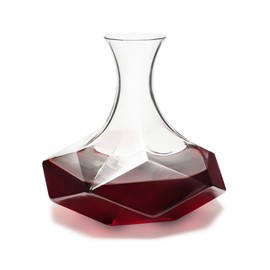 Viski Faceted Wine Decanter, Set of 1, Lead-Free Crystal, Modern Wine Decanter for Red or White Wine, Stunning Gift, 64 oz