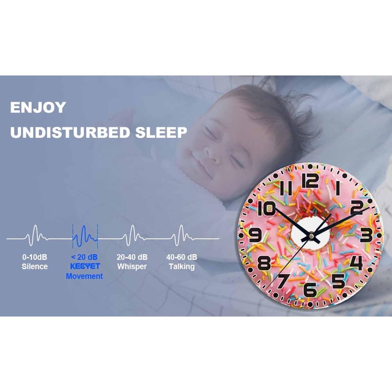 NOMEDOGYIM Donuts Wall Clock Single Pink Ones Battery Powered Wall