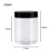 BiBiFly 250ml 16pcs Clear Plastic Round Jars with Black Lids,