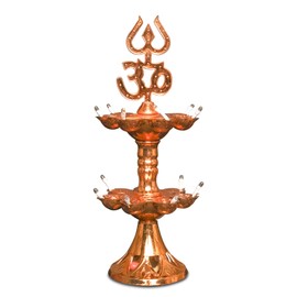 Electric Plastic Light, Pooja Diya with LED Spark, Home Temple Decor, Electric Diya Golden,Mandir Diya,Diwali Diya Lamp (2 Layer, 1)