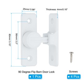 PATIKIL 90 Degree Barn Door Lock, Flip Latches Zinc Alloy Safety Sliding Door Bolt Latch Lock for Garden Garage Bathroom Gate, White