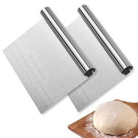 CoguZed Juego de 2 cortadores de masa y pastelería de acero inoxidable, raspador/cuchillos, ideal para hornear, pan, pasteles, pizza, raspador de banc