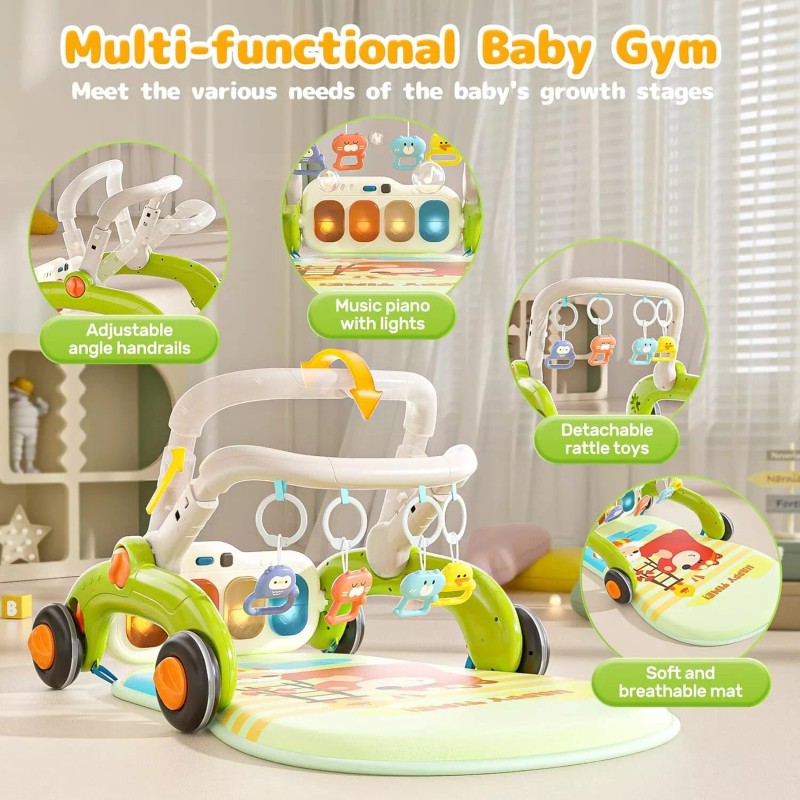 Cute Stone Baby Gym Play Mat with Piano Toddlers Learning