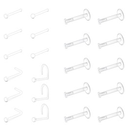 LAURITAMI Clear Piercing Retainers Bioflex Lip Labret Nose Stud Plastic Tragus Helix Cartilage Earring