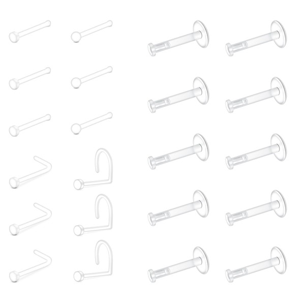 LAURITAMI Clear Piercing Retainers Bioflex Lip Labret Nose Stud Plastic
