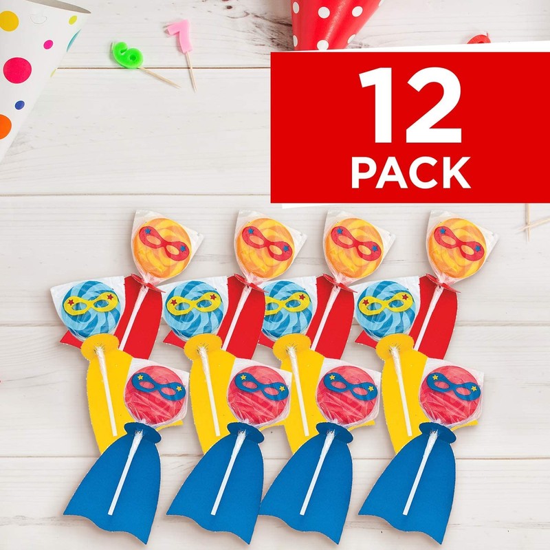 Fun Express Superhero Swirl Pop Suckers (12 individually wrapped lollipops)