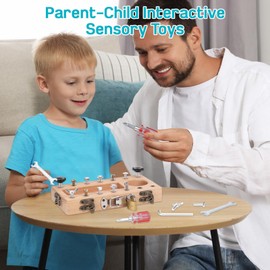 Zocipro Montessori Toys for 3 4 5 Year Old, Wooden Screwdriver Board, Montessori Busy Board Kids Educational Toy, Fine Motor Skills Sensory Toys, Preschool Learning Toys for Toddler Travel