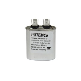 TEMCo 7.5 uf/MFD 370-440 VAC volts Oval Run Capacitor 50/60 Hz AC Electric - Lot -10 (Optional uf/MFD, Voltage and Lot Quantities Available)