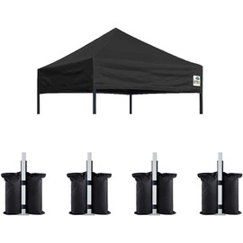 Eurmax USA Pop Up Canopy Replacement Canopy Tent Top Cover, Instant Canopy Top Cover ONLY,Bonus 4PC Pack Canopy Weight Bag (5x5, Black)