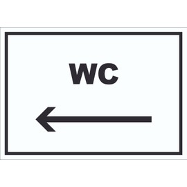 Toilet Sign with Text and Direction Arrow Left Toilet Horizontal A4 (210 x 297 mm)
