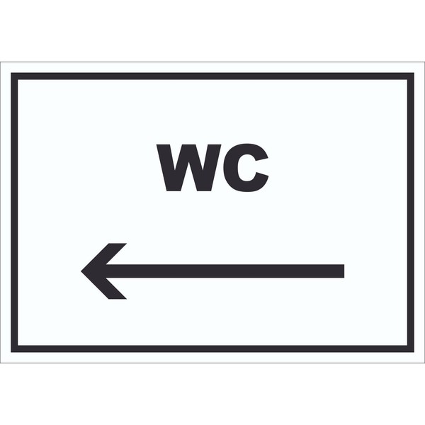 Toilet Sign with Text and Direction Arrow Left Toilet Horizontal