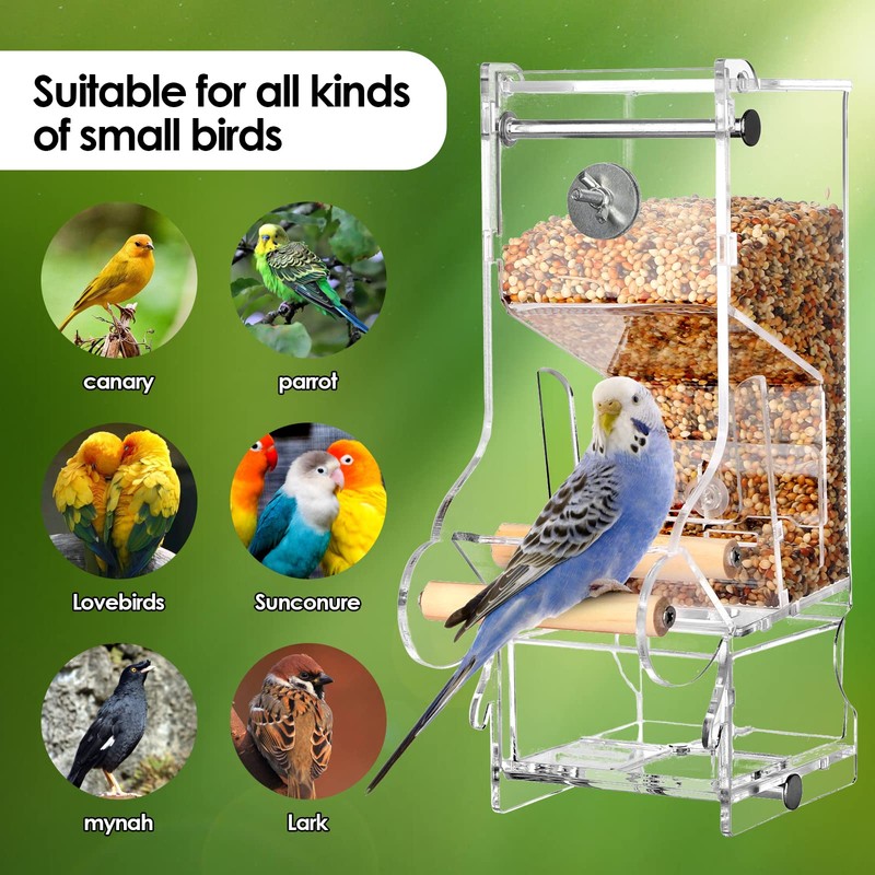 Hosukko 2PCS No Mess Bird Feeder, Transparent Acrylic, Reducing Waste,