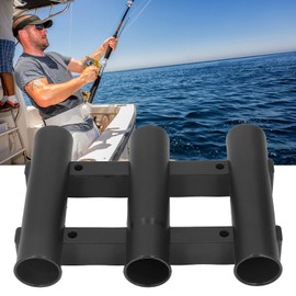 Rod Holder Multifunctional ABS Rod Holder with 4 Screws 3 Tubes for Fishing Boat (Black)