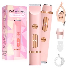 RoserRose Intimate Shaver for Women, 2-in-1 Dual Head Shaver Women, Bikini Trimmer Women's Intimate Area with IPX7 Waterproof, LCD Display - Type-C Charge - Includes Bikini Skin & Bloom Shave