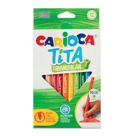 Lápices de Colores Carioca Tita Maxi, 24 Piezas, Colores Brillantes, Forma Triangular Ergonómica, Ideal para Niños y Artistas