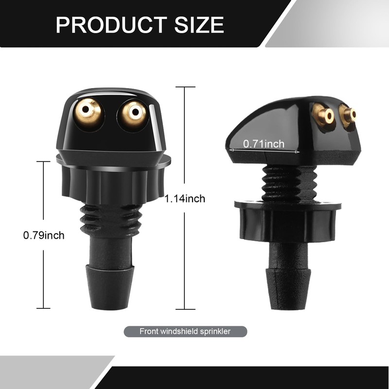 Fluher 2 PCS Car Front Windshield Water Spray Nozzle, 0.7"
