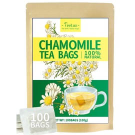 TeeLux Chamomile Tea Bags, 1g/bag, Natural Chamomile Flowers Tea, Mild & Smooth Taste, Caffeine Free, 100 Count