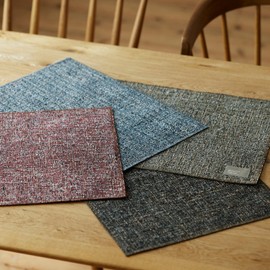 Quarter Report Washable Fabric Placemat, Thick Placemat, Melange Black, Reversible, Mixed Style, Simple [Made in Japan]