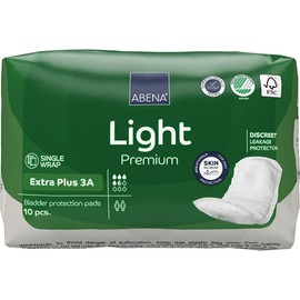 Abena Light Incontinence Pads, Eco-Friendly Women's Incontinence Pads for Adults, Breathable & Comfortable with Fast Absorption & Protection, Incontinence Pads for Women - Extra Plus 3A, 650ml, 10PK