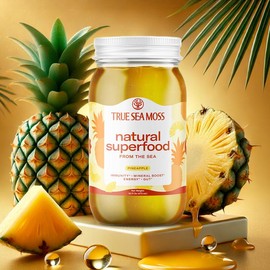 TrueSeaMoss Pineapple Sea Moss Gel – Wildcrafted, Organic & Raw Superfood Rich in Minerals & Vitamins – Vegan