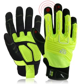 DEX FIT MG310 Impact Resistant Gloves, Durable, Shock Absorbing, Firm Grip, Comfort Fit, Touchscreen Compatible, Washable; Green L (9) 1 Pair