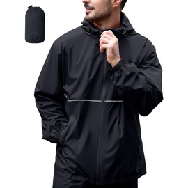 ZITY Men's Rain Jacket Waterproof with Hood Lightweight Raincoat for Golf Hiking Camping Cycling Charcoal L
