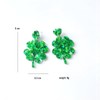 St Patricks Day Earrings for Women Glitter Green Leaf Acrylic