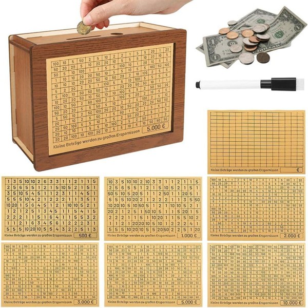 Huangsanye Wooden Money Box with Counter, Retro Piggy Bank, Money