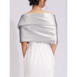 Atigy Women's Satin Stole Festive Elegant Wedding Scarves Stole for Evening Dresses Wedding Dresses, silver