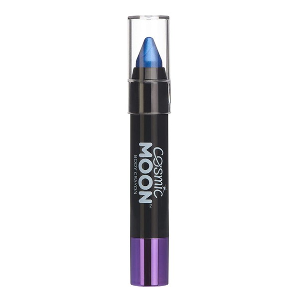 Cosmic Moon - Metallic Face Paint Stick/Body Crayon makeup for the Face & Body - 0.12oz - Easily create metallic designs like a pro! - Blue