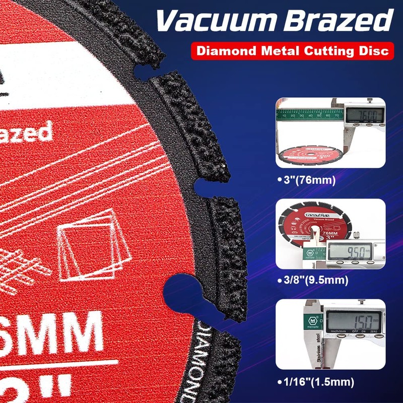 Casaverde 2 Pack 3" Metal Cutting Diamond Blade with 3/8"