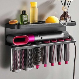 Soporte para Secador de Pared, Estante de Almacenamiento Que Se Adapta a Rizadores de Hierro,Cepillos, Boquilla,Aleación de Aluminio