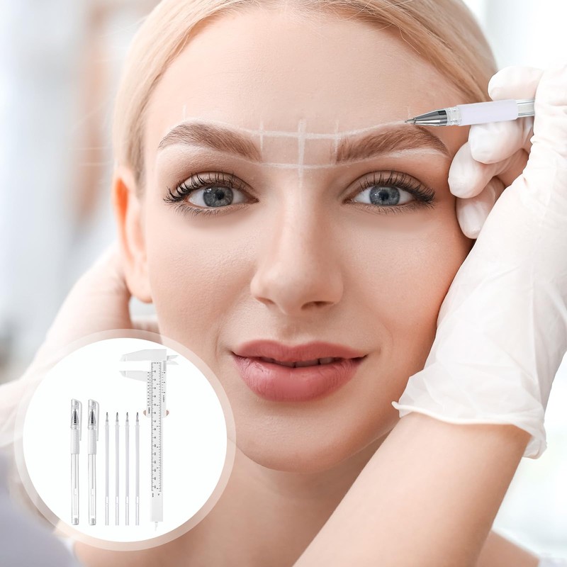 Bewudy Eyebrow Microblading Marker Pen, 2 Pcs Brow Mapping Pens