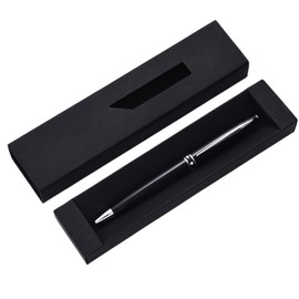 Pack of 10 Pens Packaging Box, 18 x 4 x 2 cm Gift Box, Black, Gift Box, Rectangular Cardboard Case for Ballpoint Pens, Office Supplies, Jewellery, Wedding, Birthday, Souvenir (with Window, No Pen)
