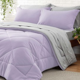 BEDELITE Twin XL Comforter Set 5 Pieces Bed in A Bag - Soft Microfiber Reversible Twin Extra Long Lavender Bed Set with Comforters, Sheets, Pillowcase & Sham, Cozy Bedding Sets for College Dorm Room