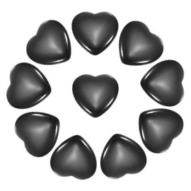 PATIKIL 10 Pcs Natural Heart Shaped Crystal Stone, 1 Inch Mini Polished Love Gemstone Crystal, Pocket Rock Engraved Worry Stones for Women Gifts Meditation, Black