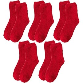Zhiyu Fluffy Socks for Women Bed Socks 6 Pairs Ladies Slipper Socks Soft Plush Fuzzy Socks Winter Comfy Warm Socks for Christmas Valentines Gifts (Red)