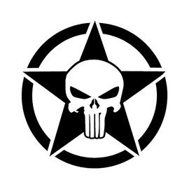 STICKER DAD Military Star with Skull Vinyl Decal - Size: 5", Color: Black - Windows, Walls, Bumpers, Laptop, Lockers, etc.