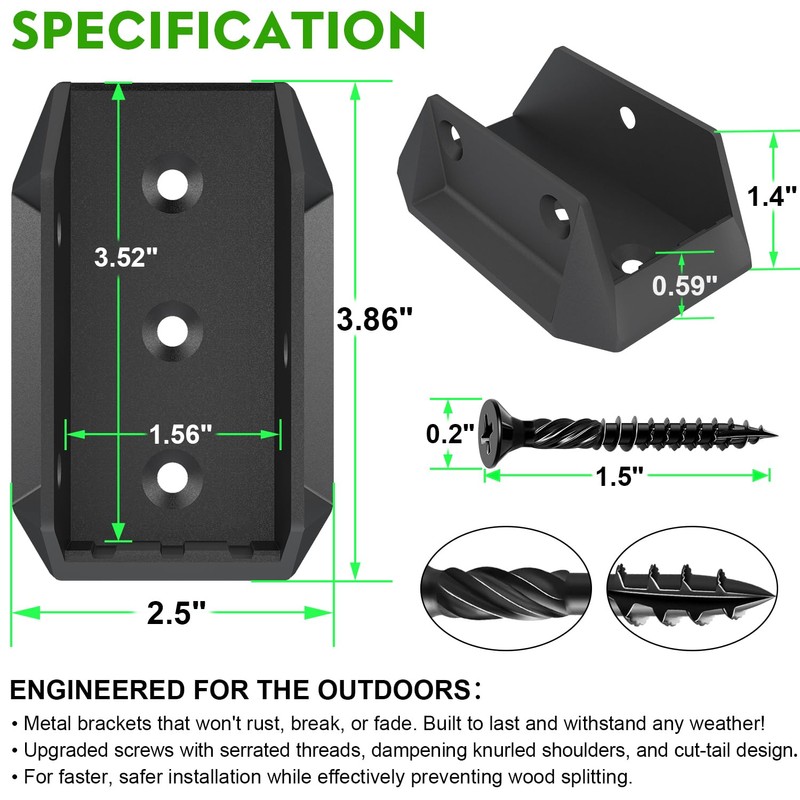 Toscoco 20 Pcs Heavy-Duty Aluminum ADC-12 Deck Railing Bracket Connectors