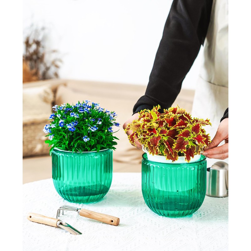 Melphoe 2 Pack Self Watering Hanging Planters Indoor Flower Pots,