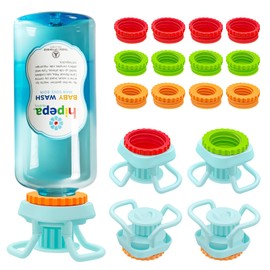 Luvan 4-Pack Bottle Emptying Kit – Universal Inverted Bottle Emptying Cap No Waste Fits Most Bottles Upside Down Bottle Holder for Kitchen & Bathroom Get Every Drop of Shampoo, Lotion, Sauces, Mustard