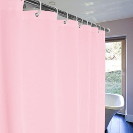 meioro Shower Curtain Eco-Friendly Waterproof Bathroom Curtains Pink Shower Curtain Liners with Rustproof Grommets and Curtain Hooks(Pink, 70'' x 70'')