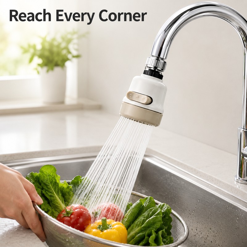 Adjustable Kitchen Sink Faucet Extension Nozzle for 3-Mode Water Flow